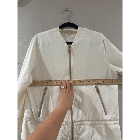 Laura Bomber Jacket with elegant rose gold-tone zippers drawstring hem size M - Picture 9 of 10